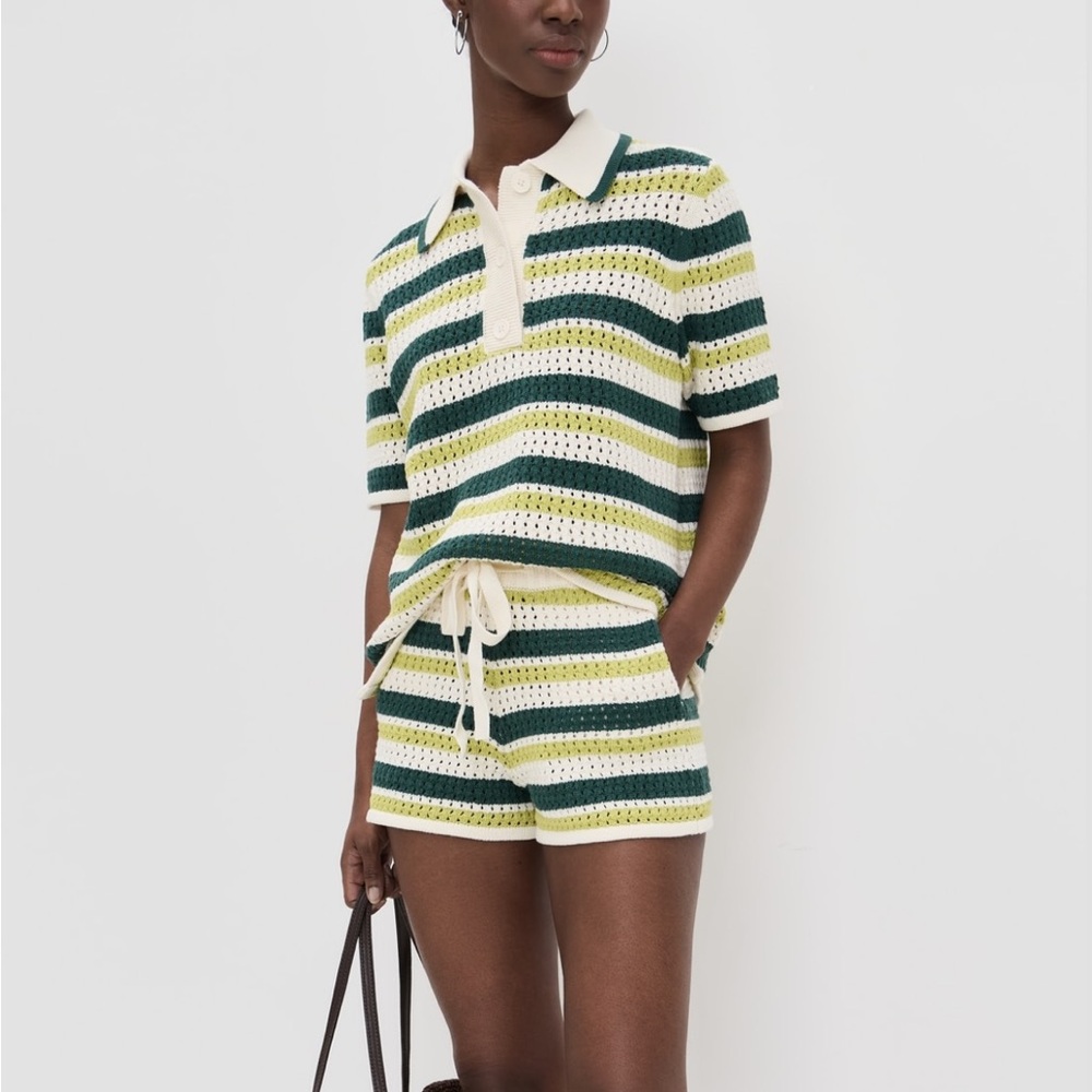 Striped Crochet Knit TOP ONLY Green Cream Dax Faro Shopbop Set Aligne NWT